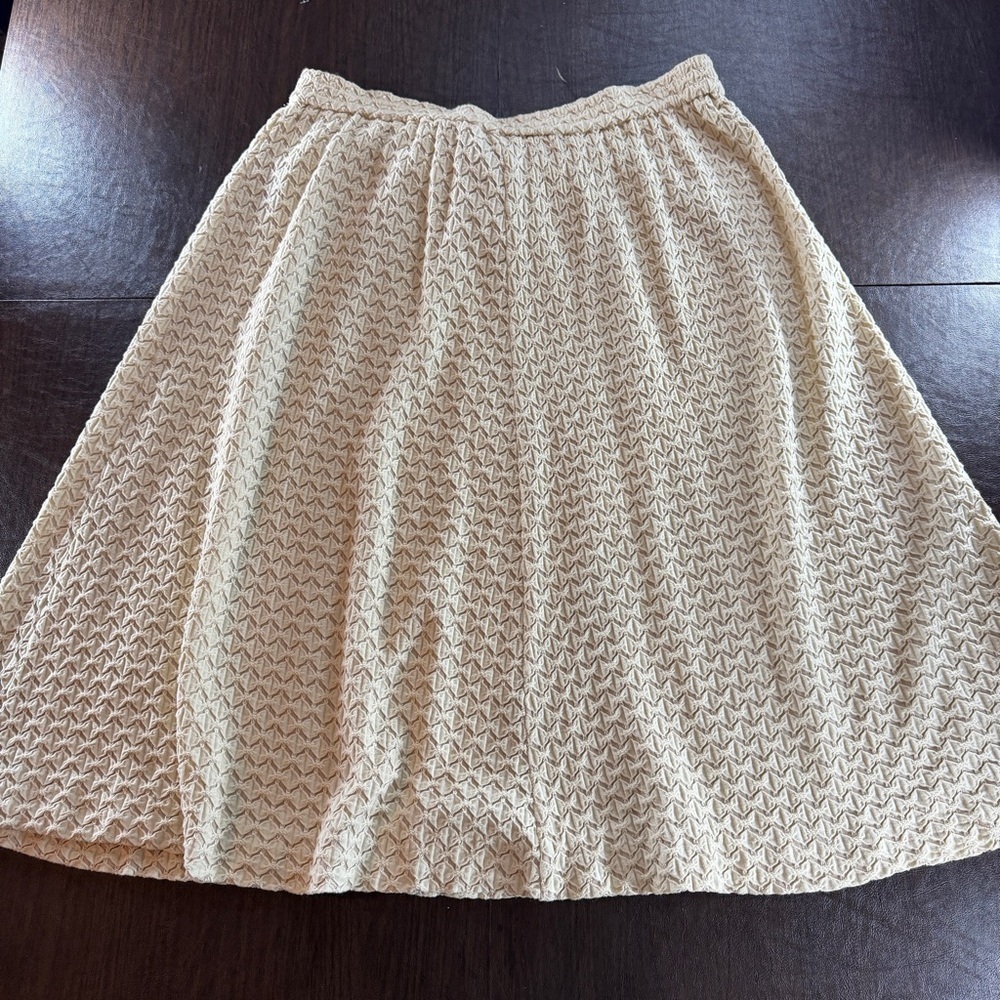Vintage Elegant Cream Textured Bonnie Boynton A line Skirt Sz L